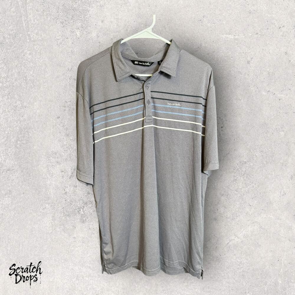 Travis Mathew Polo Shirt Mens XXL Shadow Gray Summer Storm Pima Cotton Golf Top